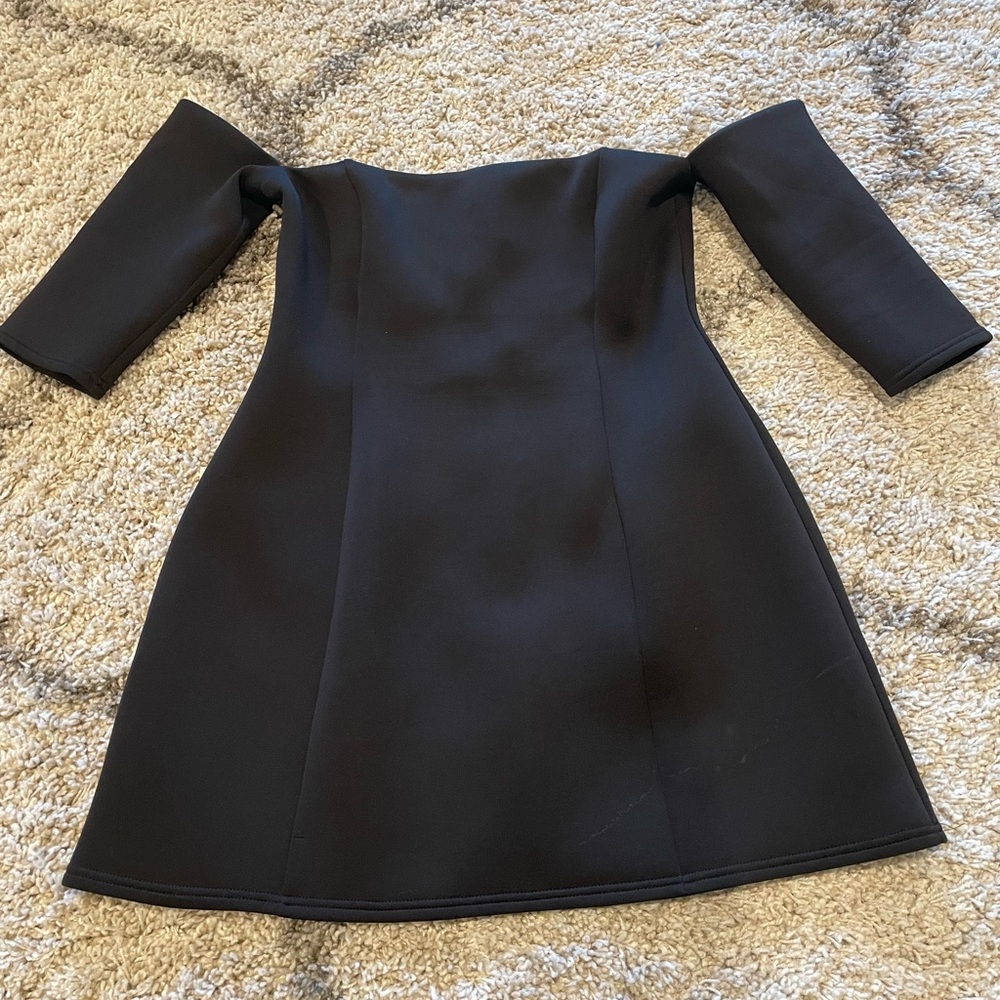 ASOS DESIGN scuba Bardot mini shift off the shoulder dress Black Size 10